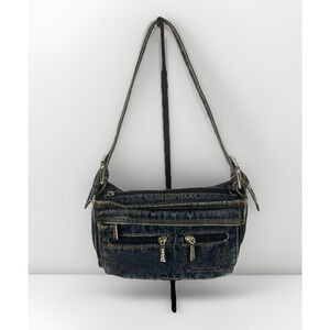 VTG Limited Too Denim Blue Jean Mini Bag Purse Buckle Strap Zip Pockets 90s Y2K